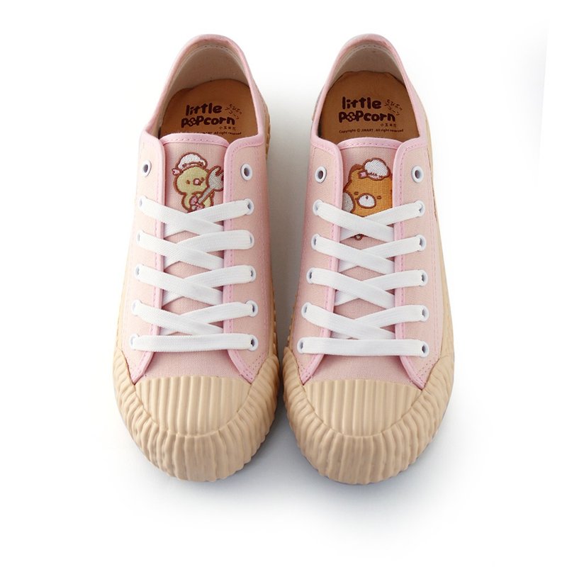 Paidal x Little Popcorn Tea Time Canvas Shoes Strappy Biscuit Shoes-Pink - รองเท้าลำลองผู้หญิง - ผ้าฝ้าย/ผ้าลินิน สึชมพู