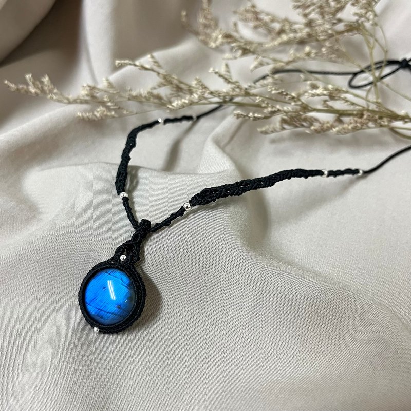 拉長石編織項鍊/藍光 - 項鍊 - 水晶 藍色