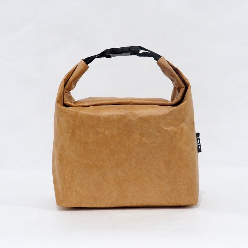 Lunch Bag / Brown Color Design Thermal Washable Paper Bag - กล่องข้าว - วัสดุกันนำ้ สีนำ้ตาล