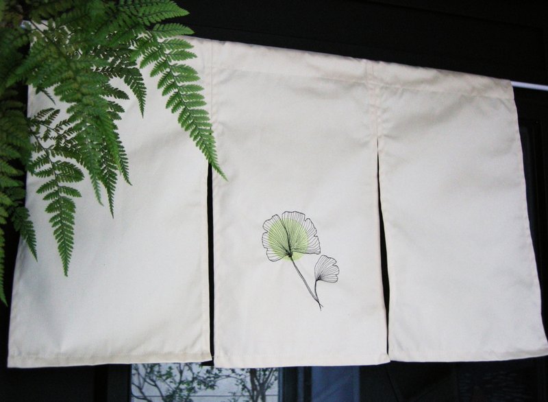 Embroidered door curtain (wrapped rod type) (canvas) __ Free shipping for home decoration Wenqing door curtain - ม่านและป้ายประตู - ผ้าฝ้าย/ผ้าลินิน ขาว