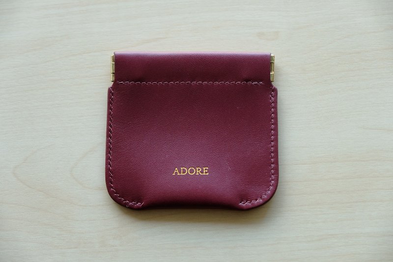 ADORE Leather coin purse - Dark Red / 零錢包 / 小銭入れ - Coin Purses - Genuine Leather Red