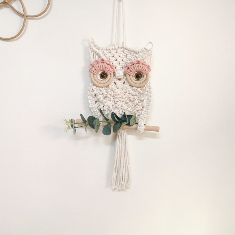 Owl woven pendant【Diy Macrame owl kit】material bag - เย็บปัก/ถักทอ/ใยขนแกะ - ผ้าฝ้าย/ผ้าลินิน 