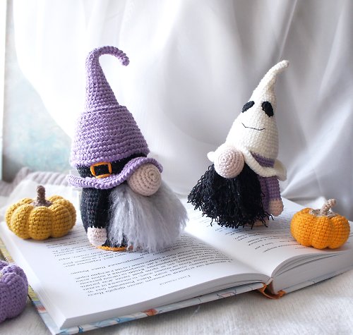 CozyToysByOreshek Pair Halloween Gnomes, Set of Fall Gnomes, Thanksgiving Tomte Gnomes, Fall Tray