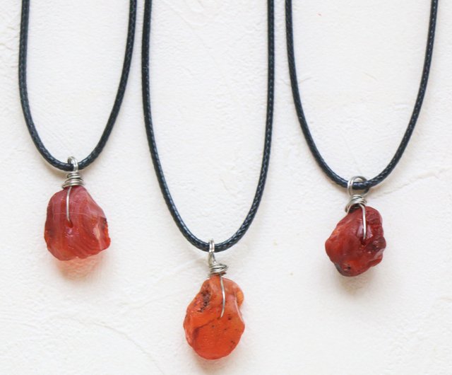 Carnelian necklace - crystal cord necklace - Shop Vermeer