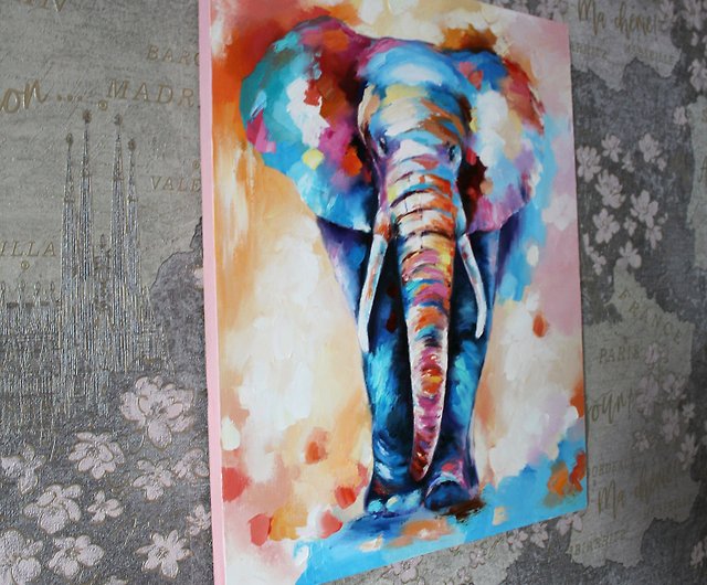象の絵画動物の油のアートワーク象の壁のアートサファリの絵画の壁の 