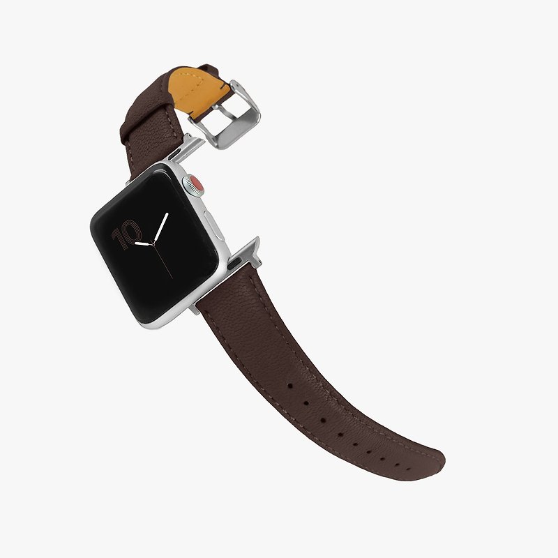 Italian Chèvre Leather Apple Watch Bands (for Series 1 2 3 4 5 6 SE) - Chocolate - สายนาฬิกา - หนังแท้ สีนำ้ตาล