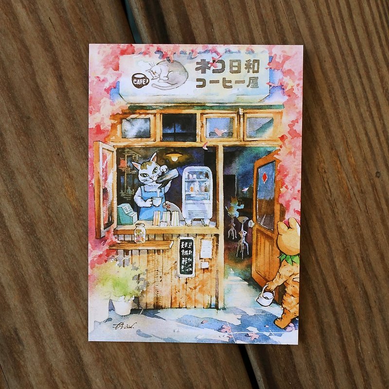 Kitty New Waves Travel Notes Series - Cat Day and Coffee House - Cards & Postcards - Paper Multicolor