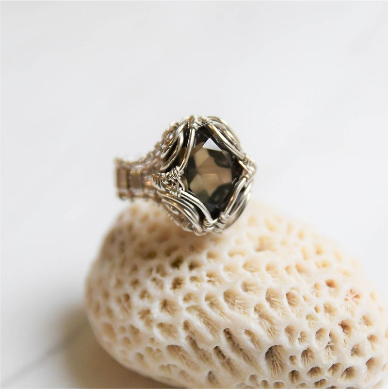 河島鴞-茶黃晶純銀守護戒 - 戒指 - 寶石 黃色