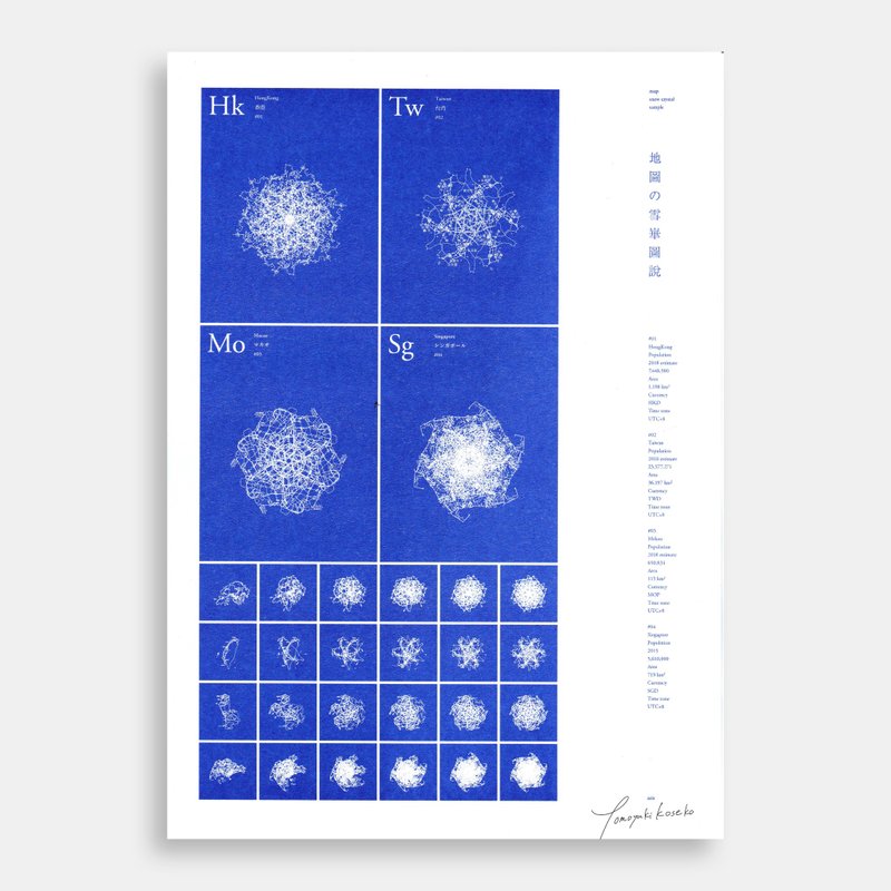 Art Print - Fictional Snowflake Specimens / Taiwan Hong Kong Singapore Macau - โปสเตอร์ - กระดาษ สีน้ำเงิน