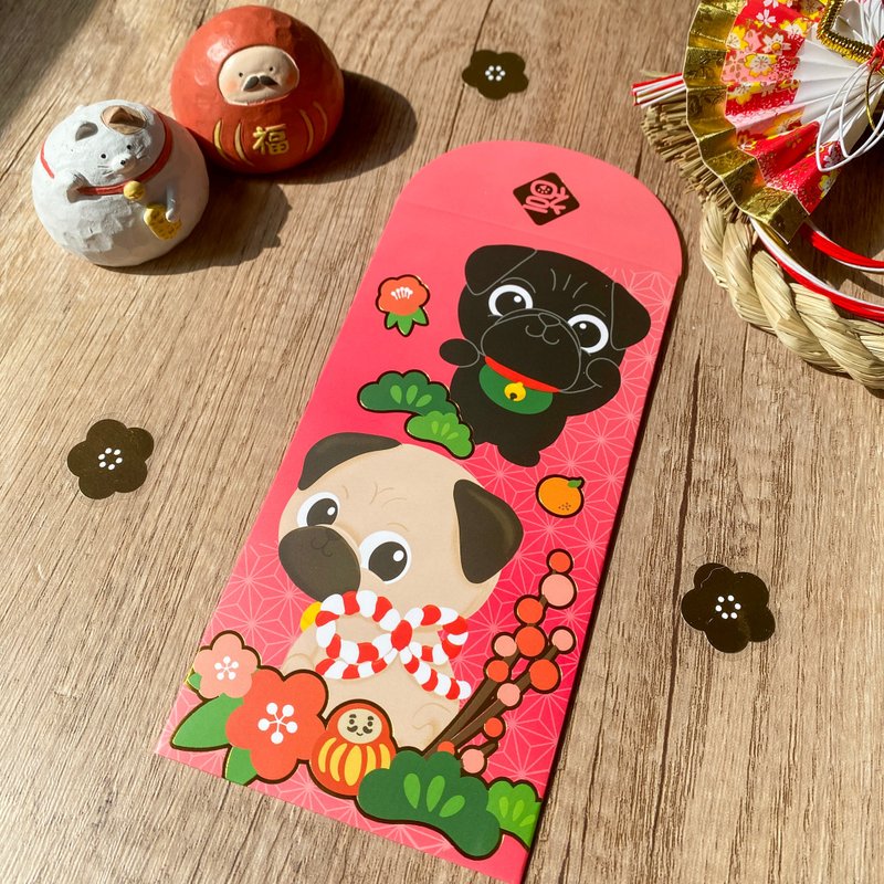 2026 Pug Lucky Money Envelopes Pawsome Island Pug Illustration Hot Stamping Colorful Red Envelopes - ถุงอั่งเปา/ตุ้ยเลี้ยง - กระดาษ สีแดง
