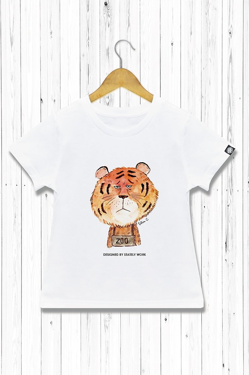 STATELYWORK World-weary Zodiac-Tiger-Boys and Girls White T-shirt - Tops & T-Shirts - Cotton & Hemp White