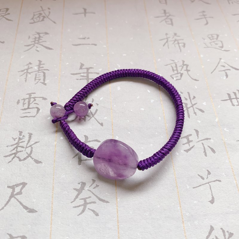 售完供欣賞 葡萄醉了。天然薰衣草紫水晶復古編織手繩 工作手鏈 - 手鍊/手環 - 水晶 紫色