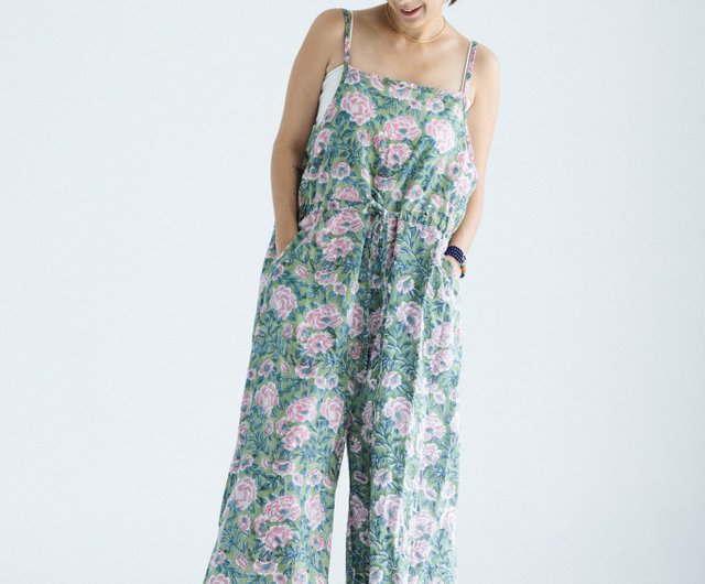 フラワーコットンオーバーオール SOIL コーデュロイ フラワー プリント