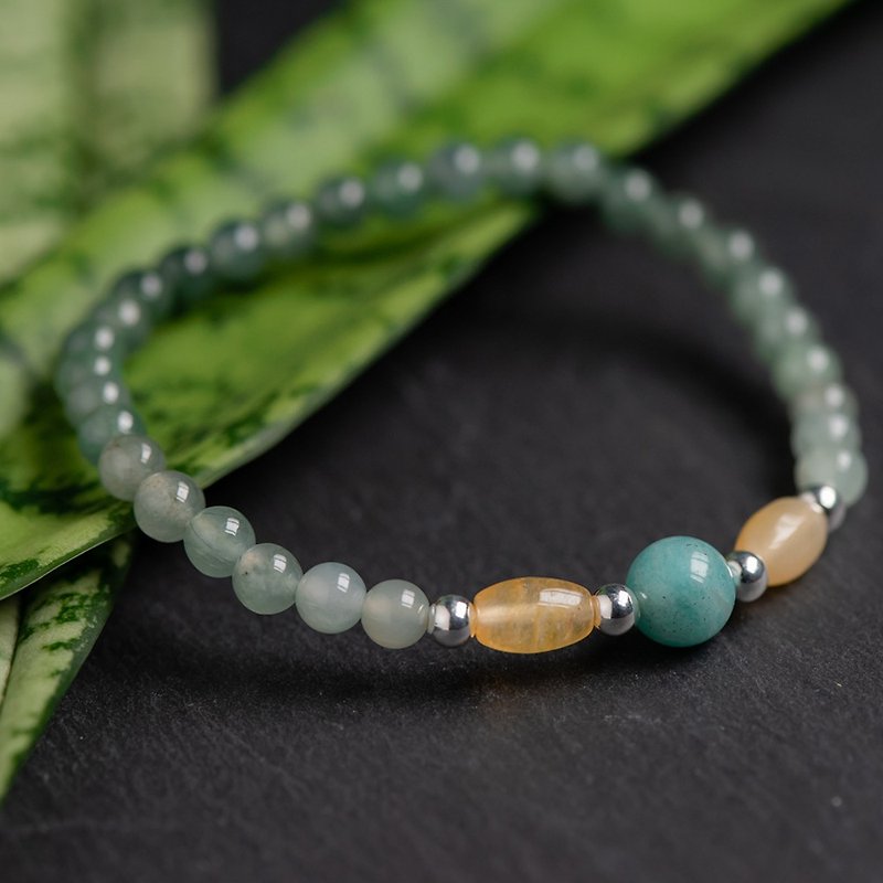 Jade series. Chang Anle. Tianhe Stone yellow dragon jade gradient jade 6mm bracelet. - สร้อยข้อมือ - หยก สีเขียว