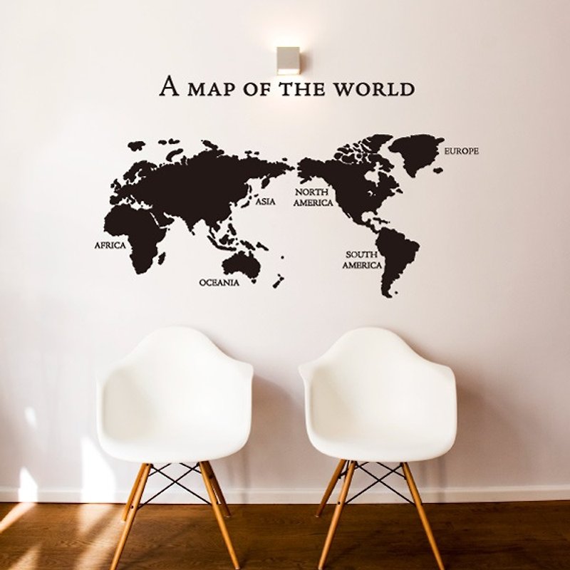"Smart Design" Creative Seamless Wall Sticker◆World Map - ตกแต่งผนัง - กระดาษ สีดำ