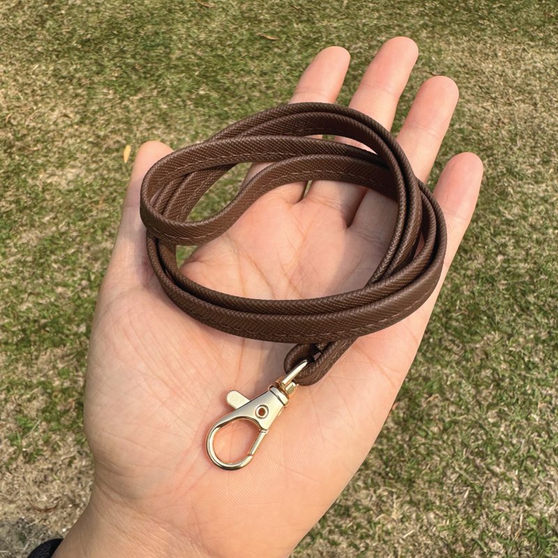 【Neckband】Brown Saffiano | Lanyard Strap | Handmade Leather in Hong Kong - เชือก/สายคล้อง - หนังแท้ สีนำ้ตาล