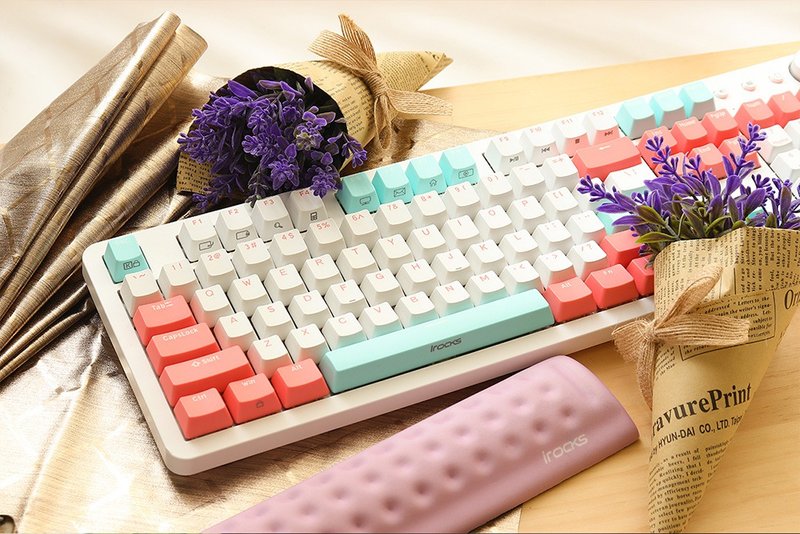 irocks K73R PBT Mint Peach Mechanical Keyboard-Cherry Switch - อุปกรณ์เสริมคอมพิวเตอร์ - วัสดุอื่นๆ 