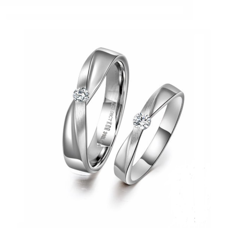 Diamond with 316L Surgical Steel Ring Casting Jewelry for Couple - แหวนคู่ - เพชร สีเงิน