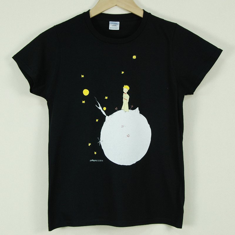 Little Prince Classic Edition License - T-Shirt - [Another Planet] Adult Short Sleeve T-shirt, AA02 - Women's Tops - Cotton & Hemp Blue