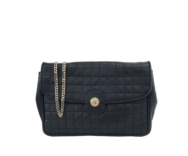 【美品】セリーヌ☆ショルダーバッグ チェーンショルダー レザー キルティング 黒 CELINE ほぼ未使用 セリーヌ Cセー キルテッド チェーン