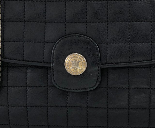 日本直送 名牌中古包 】CELINE セリーヌ ショルダーバッグ ブラック ブラゾン レザー チェーンショルダー キルティング vintage  fd8an6 - ショップ VintageShop solo ショルダーバッグ - Pinkoi