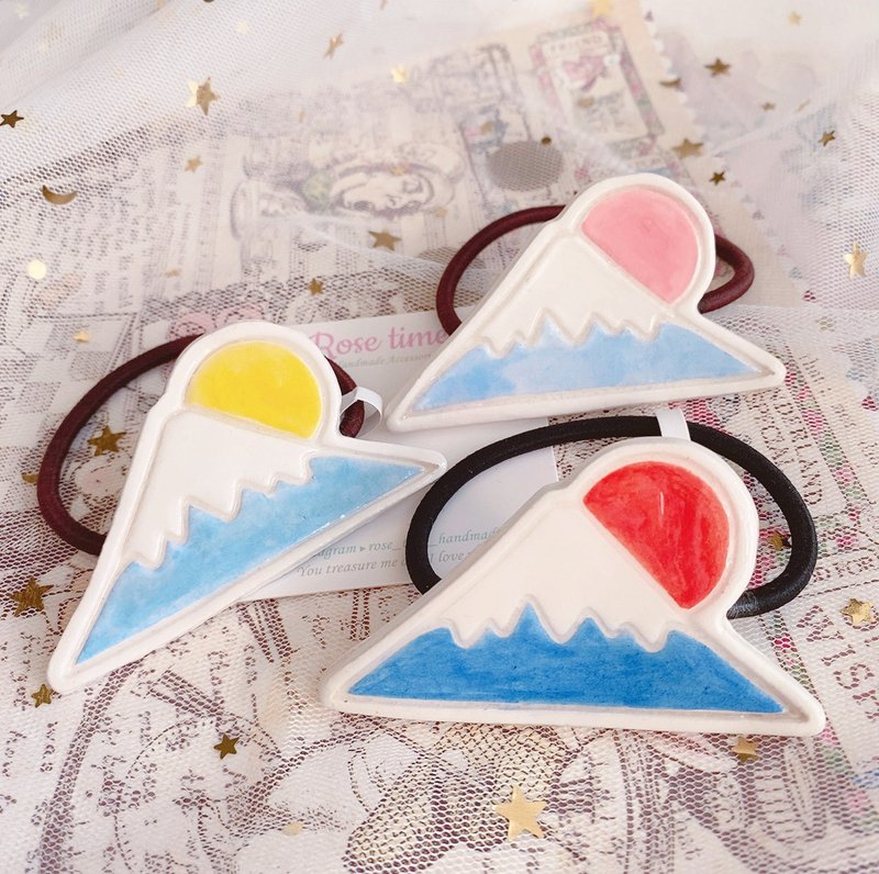 手繪 大富士山 髮圈 - 髮夾/髮圈 - 黏土 藍色