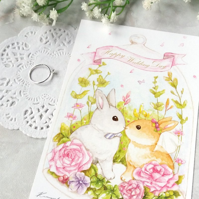 Bunny Wedding postcard (one side) - Cards & Postcards - Paper 