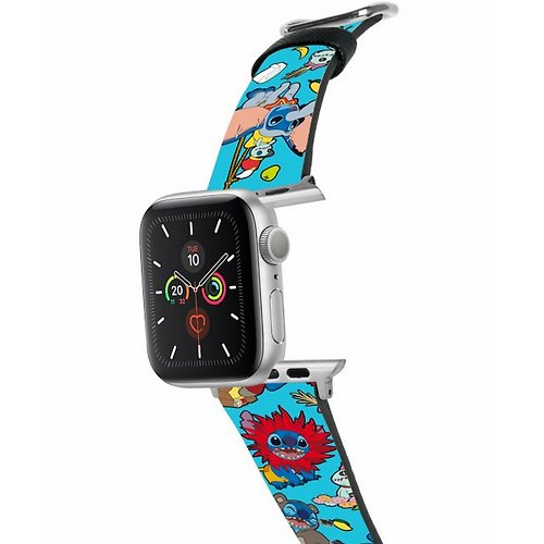 The Hood Pinkoi 旗艦店 迪士尼100週年史迪仔十字壓紋牛皮Apple Watch真皮皮革錶帶 5551