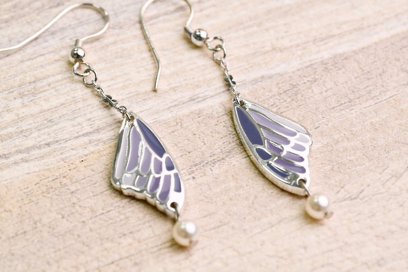 Old Friends Limited Gift-Cold Enamel Series- Butterfly Dance Earrings Roland Purple Gradient Enamel - Earrings & Clip-ons - Silver Purple