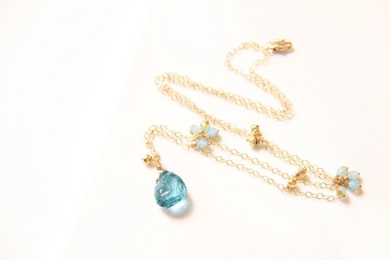 14KGF basket quartz necklace +1 - Necklaces - Gemstone Blue