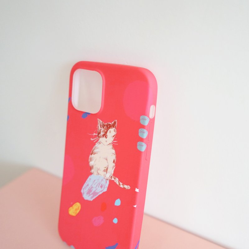 iphone 12 Spot Street Cat Diary Phone Case Biscuit Tabby Kitten-Red Red - เคส/ซองมือถือ - ยาง สีแดง