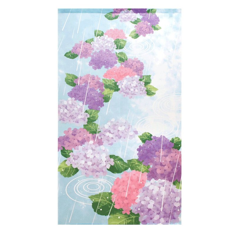 Japan-made コスモlong noren curtain hydrangea and rain - ม่านและป้ายประตู - ไฟเบอร์อื่นๆ 