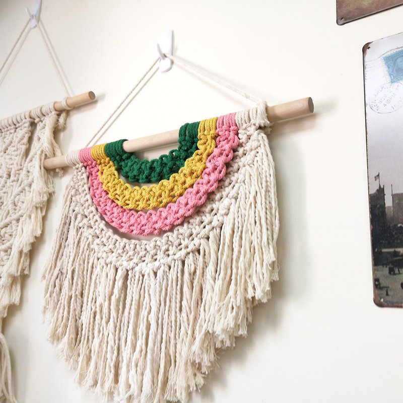 Macrame Rainbow Tapestry【Diy Macrame Wall Hanging kit】 - เย็บปัก/ถักทอ/ใยขนแกะ - ผ้าฝ้าย/ผ้าลินิน 