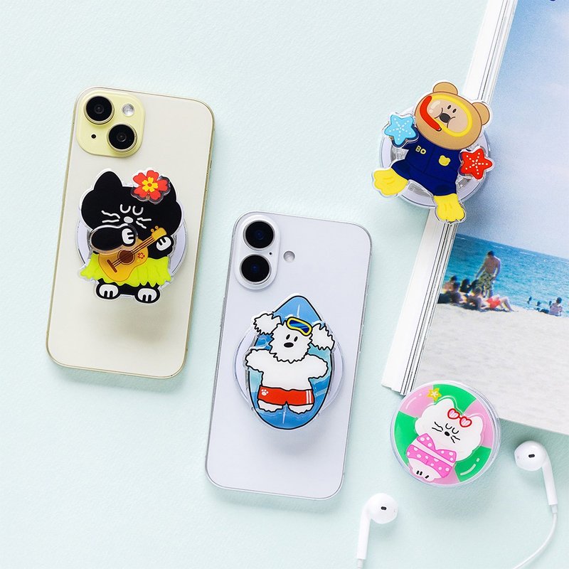 Romane Brunch Brother Magsafe 旋轉+鏡子手機支架 Ver.夏日 - 手機/平板支架 - 塑膠 