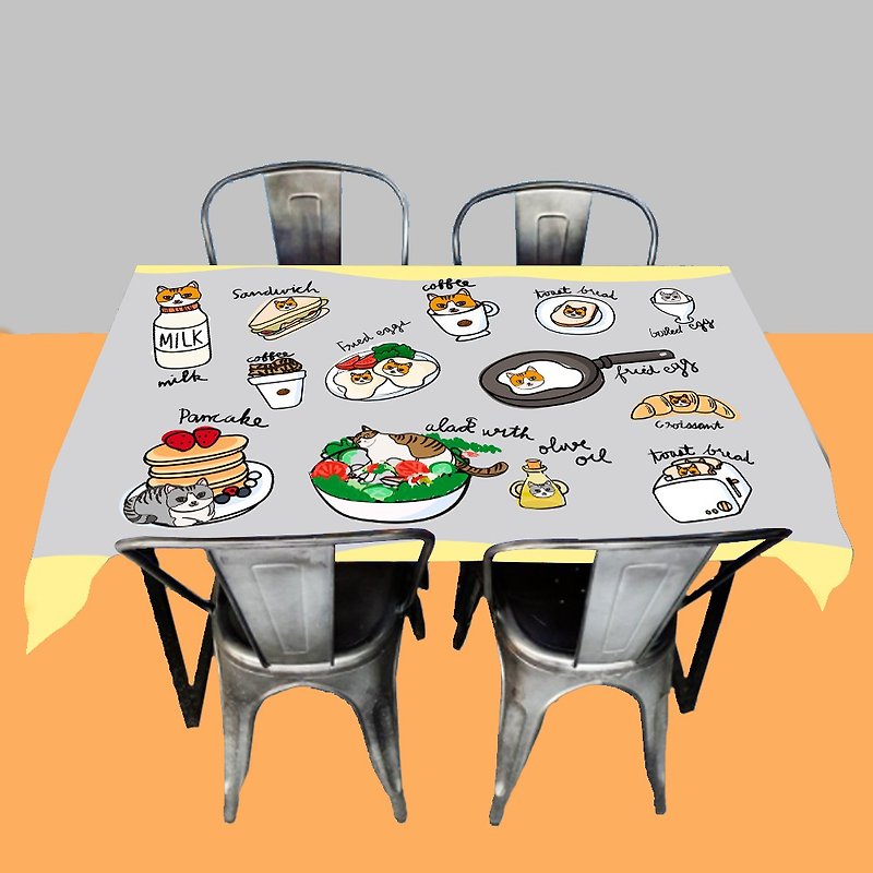 猫のテーブルクロスキャンプ - ランチョンマット - コットン・麻 多色