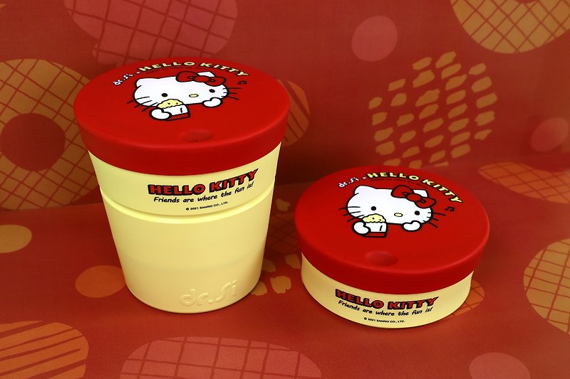 【Hello Kitty Retro Food Chocolate Cup 450ml】Foldable Silicone Eco-Friendly Cup - Cups - Silicone Red
