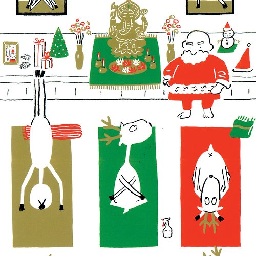 miju 米豬 聖誕卡-2021聖誕老人與麋鹿日常聖誕明信片12號-天天瑜珈