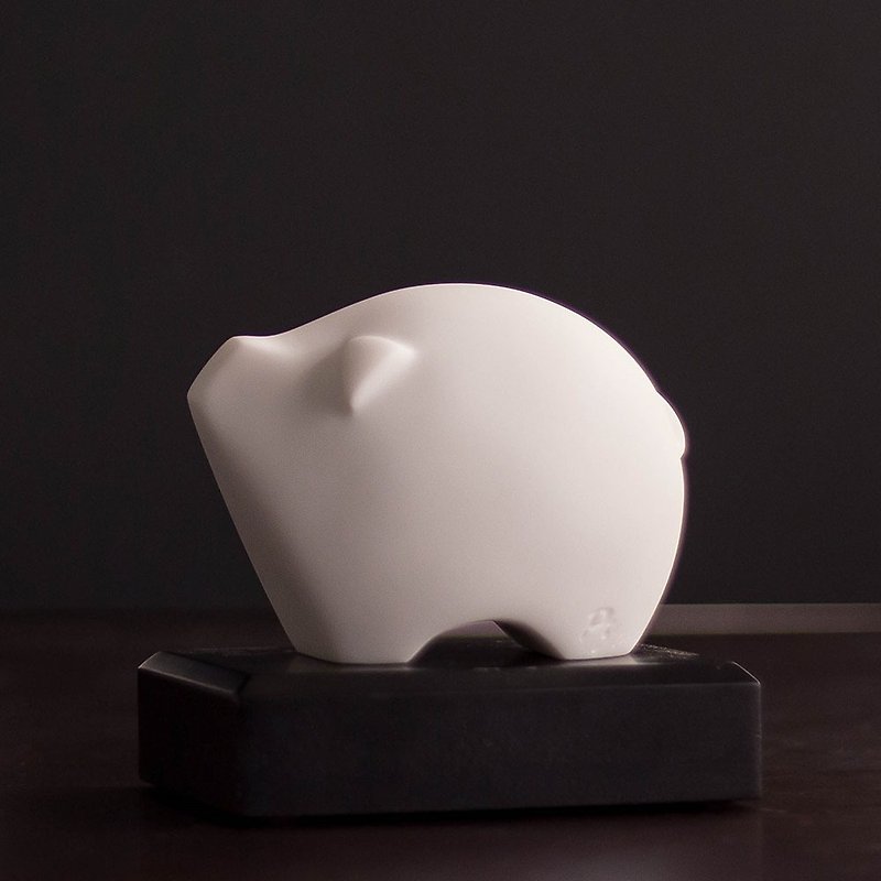 【干支】Quan Art Gallery Chuan_成長シリーズ～豊かな豚の形の石像～ホワイト - 置物 - 石 ホワイト
