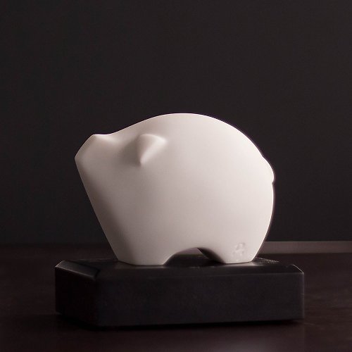 CHU, AN Design 【生肖 】筌美術Gallery Chuan _成長系列-富貴豬 豬造型石雕-白