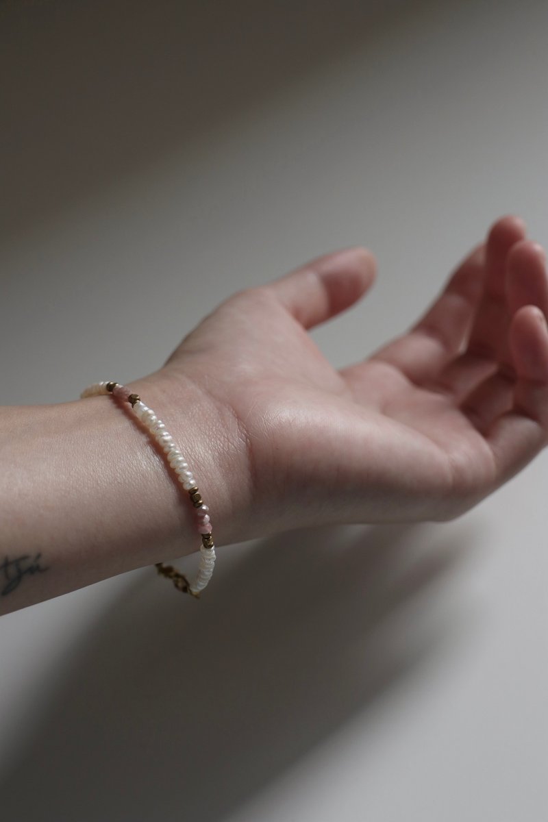 Marianne rhodochrosite pearl bracelet - Bracelets - Pearl White