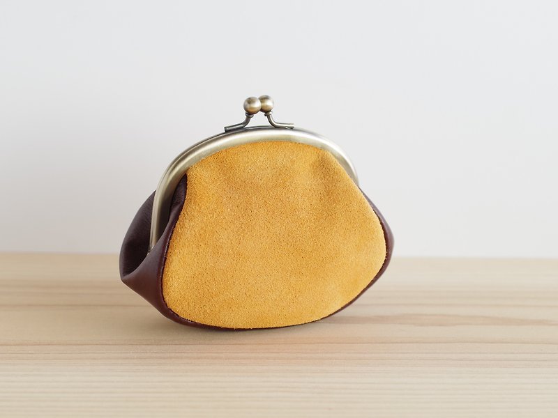 Leather Poached Mini Pouch Mustard - Toiletry Bags & Pouches - Genuine Leather Yellow