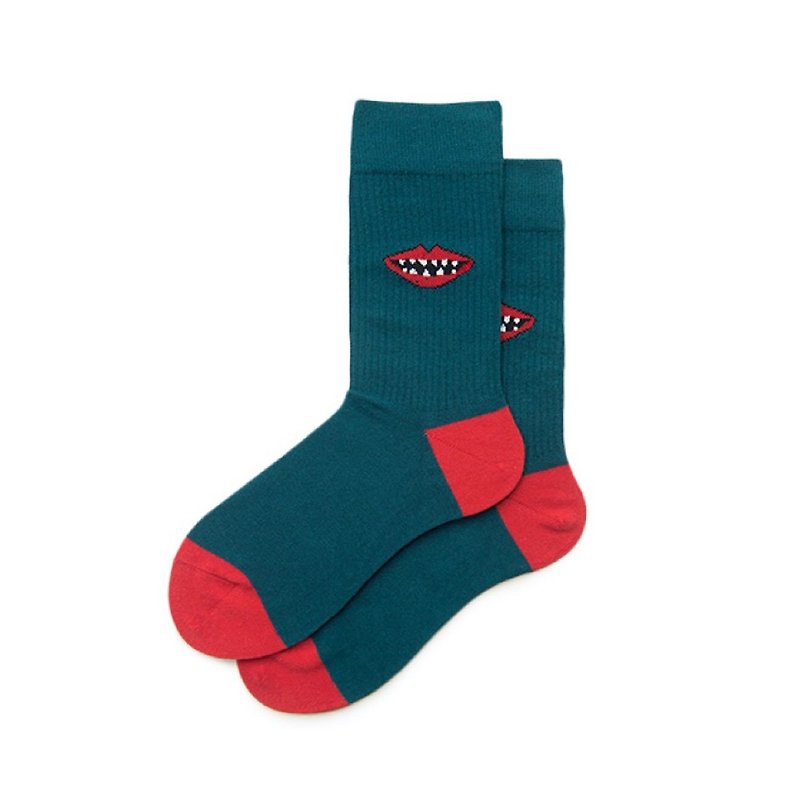 Stockings, tide socks, men's socks, women's socks, street style, tube sports socks, big mouth pattern, retro hip style - Socks - Cotton & Hemp Green