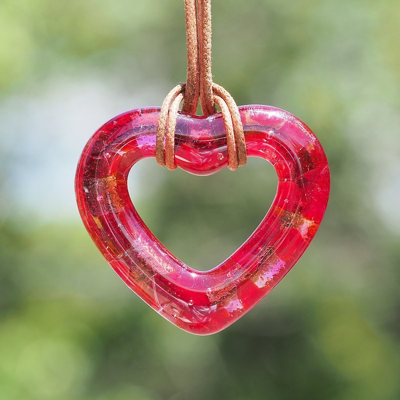 Hoop glass (Hoop [Heart] [Red]) Necklace [Made to order]