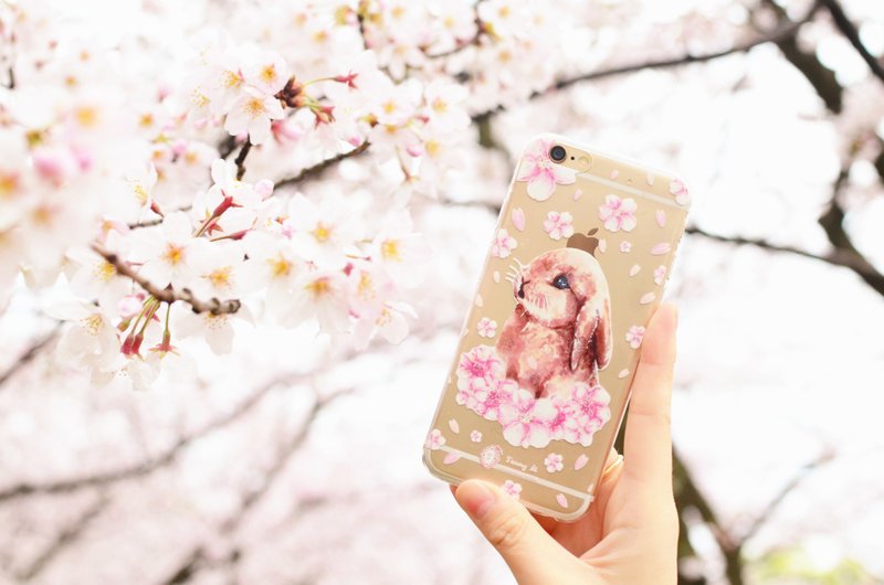 Tammy St. 櫻花特別版 Sakura Bunny 粉色櫻花兔透明IPHONE6/6S手機軟套 - 手機殼/手機套 - 塑膠 粉紅色