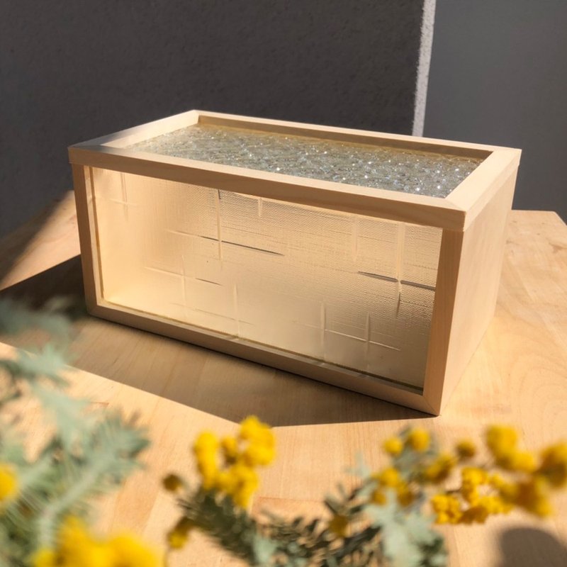 [Mingshun Glass Shop x Hands] Classic retro glass cypress box - Storage - Wood 