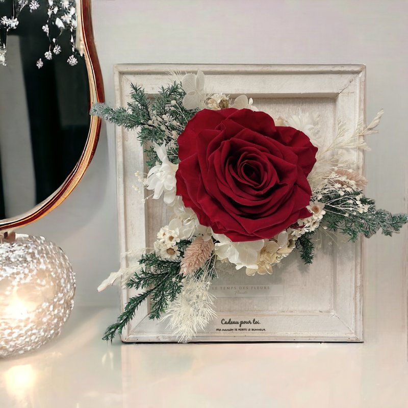 L'amour preserved flower picture frame - Dried Flowers & Bouquets - Wood White