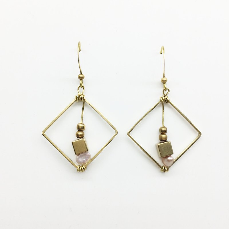 Laolin groceries l Shanghai pearl series brass earrings ear hook l ear pin l ear clip - Earrings & Clip-ons - Gemstone Gold