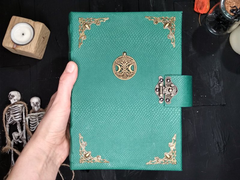 Witch spell book of shadows Antique grimoire journal handmade for sale - Notebooks & Journals - Paper Green
