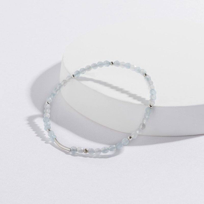 (Confidence + Expression) Glimmer Moment | Aquamarine S925 Sterling Silver | Natural Crystal Bracelet - Bracelets - Crystal Blue