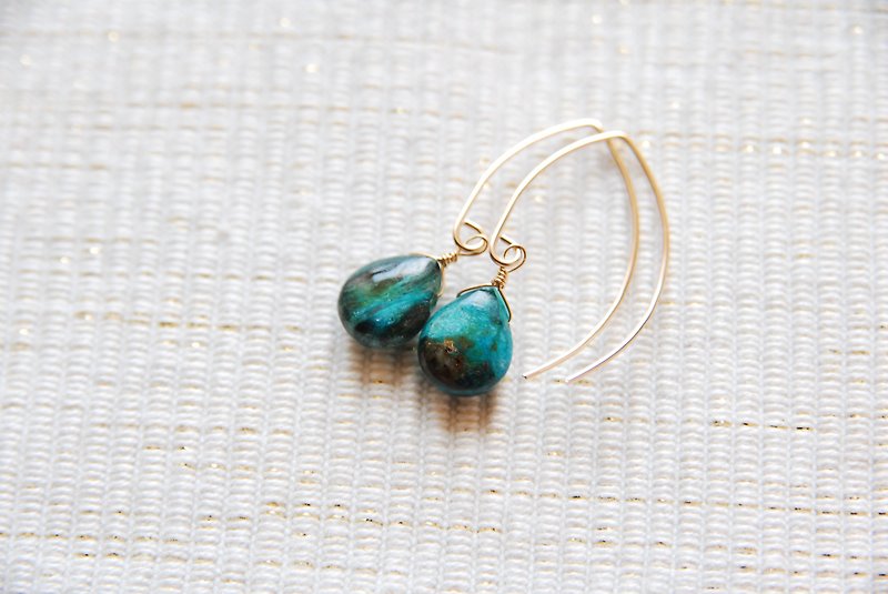 Blue Opal Marquis Hook Earrings E 14 kgf - Earrings & Clip-ons - Stone Blue